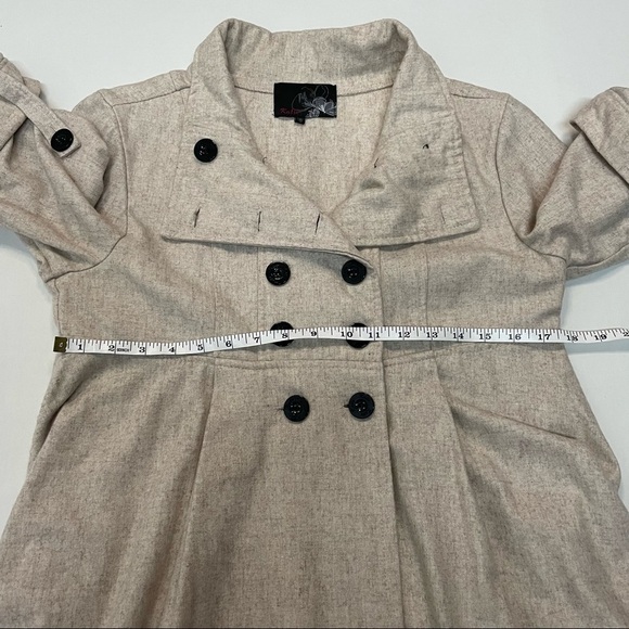 Katie Half sleeve Double Breasted Pea Coat, Beige, Size Small - Picture 7 of 8